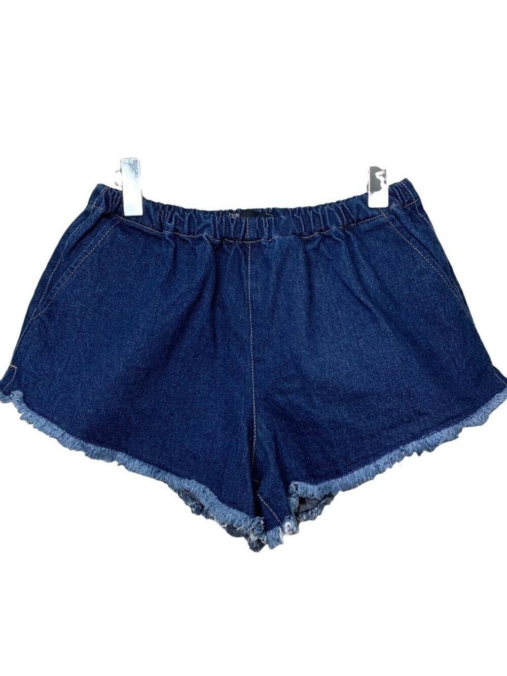 BBJ Los Angeles Cutoff Jeans Short Hi Waist Blue Raw Hem Denim Sz 30 Hot Shorts
